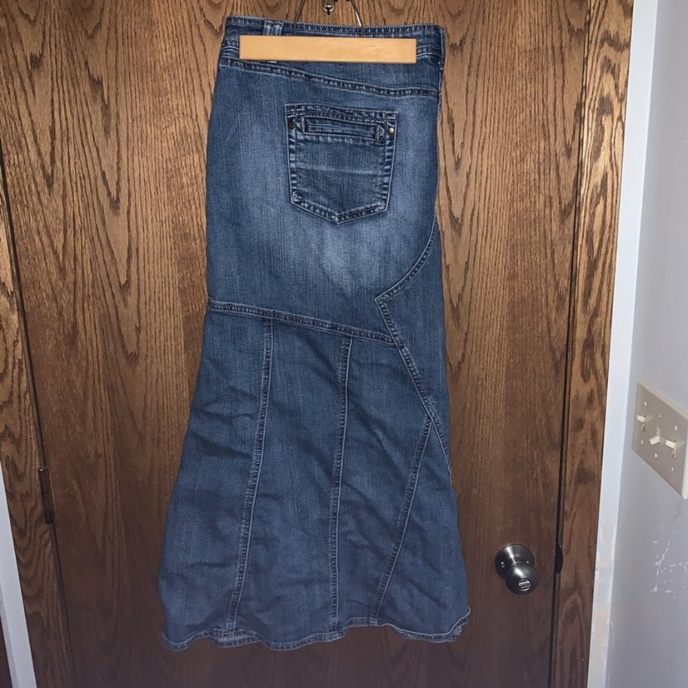 Patchwork Denim Skirt - image 2